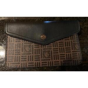 ANNE KLEIN Make Up Case Pouch Faux Leather Travel